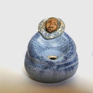 Rare Larger-Scale Vintage Luczak-Peck Alaska Studio Art Pottery Figural Oil Lamp (5" x 5") - Signed