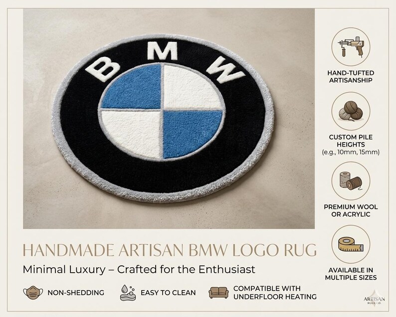 Tufting Rug Bmw Handmade Tufted BMW Logo Round Rug β Modern Statement Carpet - Etsy