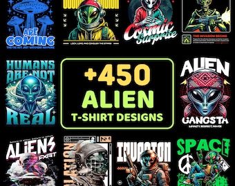 450+ Alien PNG Bundle • HD T-Shirt Designs • UFO Extraterrestrial Clipart • Sci-Fi Sublimation Graphics • Space Creature Art Pack