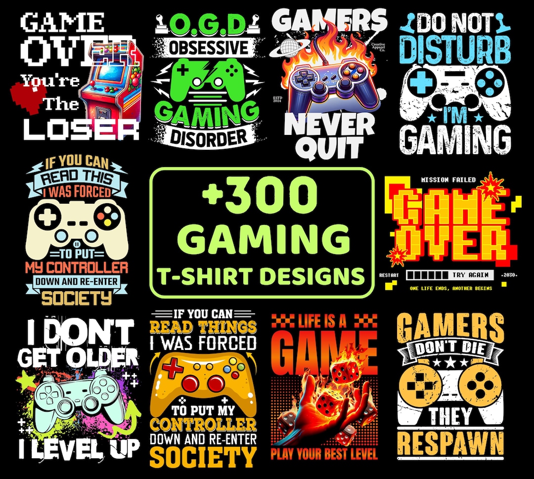 Gaming Clipart PNG Bundle, Gamer PNG, Game Controller Clipart PNG, T ...