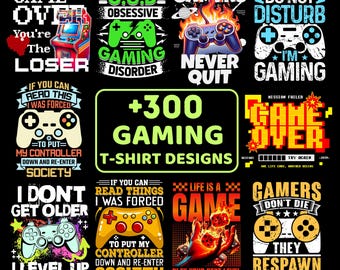 Gaming-Clipart-PNG-Bundle, Gamer-PNG, Gamecontroller-Clipart-PNG, T-Shirt-Design, Digitaler Download