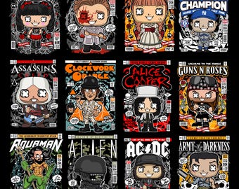 Über 200 Funko-Designs aus der Popkultur im Bundle, Streetwear-Paket, Funko Pop-Art, T-Shirt-Designs, T-Shirt-Bundle, T-Shirt-Druckdesign, T-Shirt-Grafiken