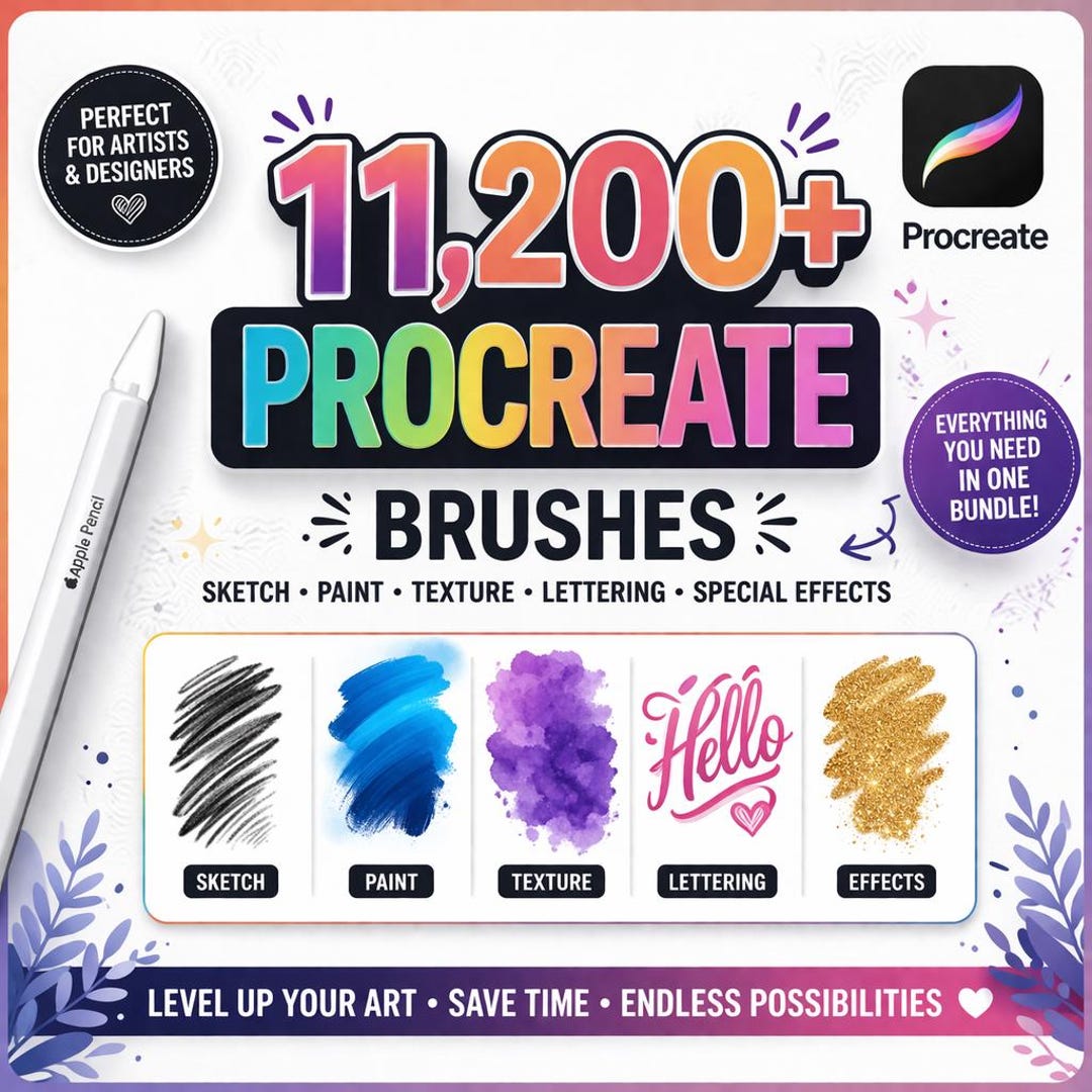 11200+ Procreate Brushes Mega Bundle | Drawing, Painting, Calligraphy ...