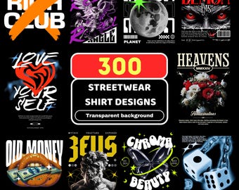 300 Streetwear png Bundle, Tshirt Design Bundle, T-Shirt Print Design, Hip Hop digital download, T-Shirt Pod Design Pack, Trendy Urban PNG