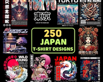 250+ Japanese T-Shirt Design PNG Bundle | Samurai, Koi Fish, Geisha, sumo, Katana | Japan Culture Streetwear Clipart for POD