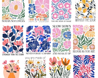 80 Boho-Blumen-SVG-PNG-Bundle, Retro-Blumen-Cliparts (Digitaler Download)