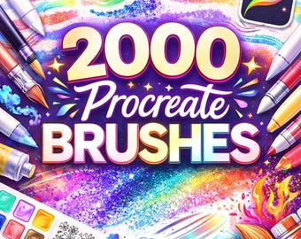 Mega-Bundle mit über 2000 Procreate-Pinseln | Zeichnen, Malen, Kalligrafie & Tattoo-Stempel | Digitaler Download