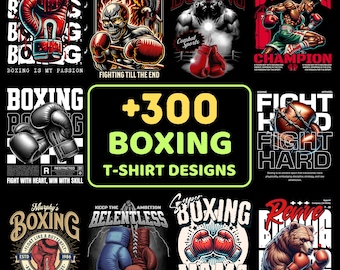 300+ Boxing Trending T-Shirt Design PNG File Bundle, Premium Quality Streetwear Graphics, Special Boxing Designs