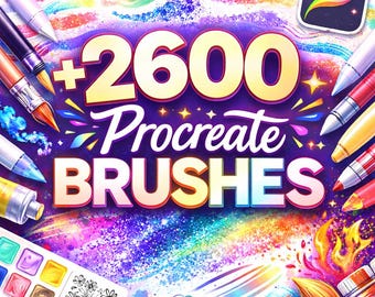 Mega-Bundle mit über 2600 Procreate-Pinseln | Zeichnen, Malen, Kalligrafie & Tattoo-Stempel | Digitaler Download