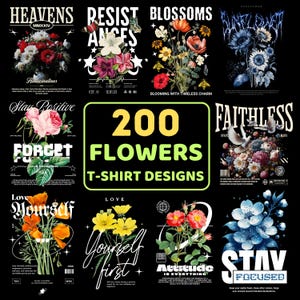 Flower Streetwear Design Bundle | Urban Biker Graphics for T-Shirts | Digital Download