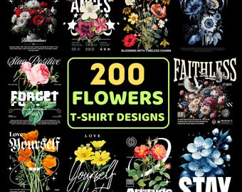Streetwear-Designpaket mit Blumenmotiven | Urbane Biker-Grafiken für T-Shirts | Digitaler Download