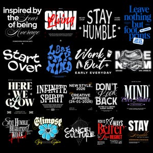 Motivational Typography T-Shirt Svg Bundle, Inspiration Quote SVG, Inspirational Sayings for Men Women, Funny Quotes Png, positive Text PNG
