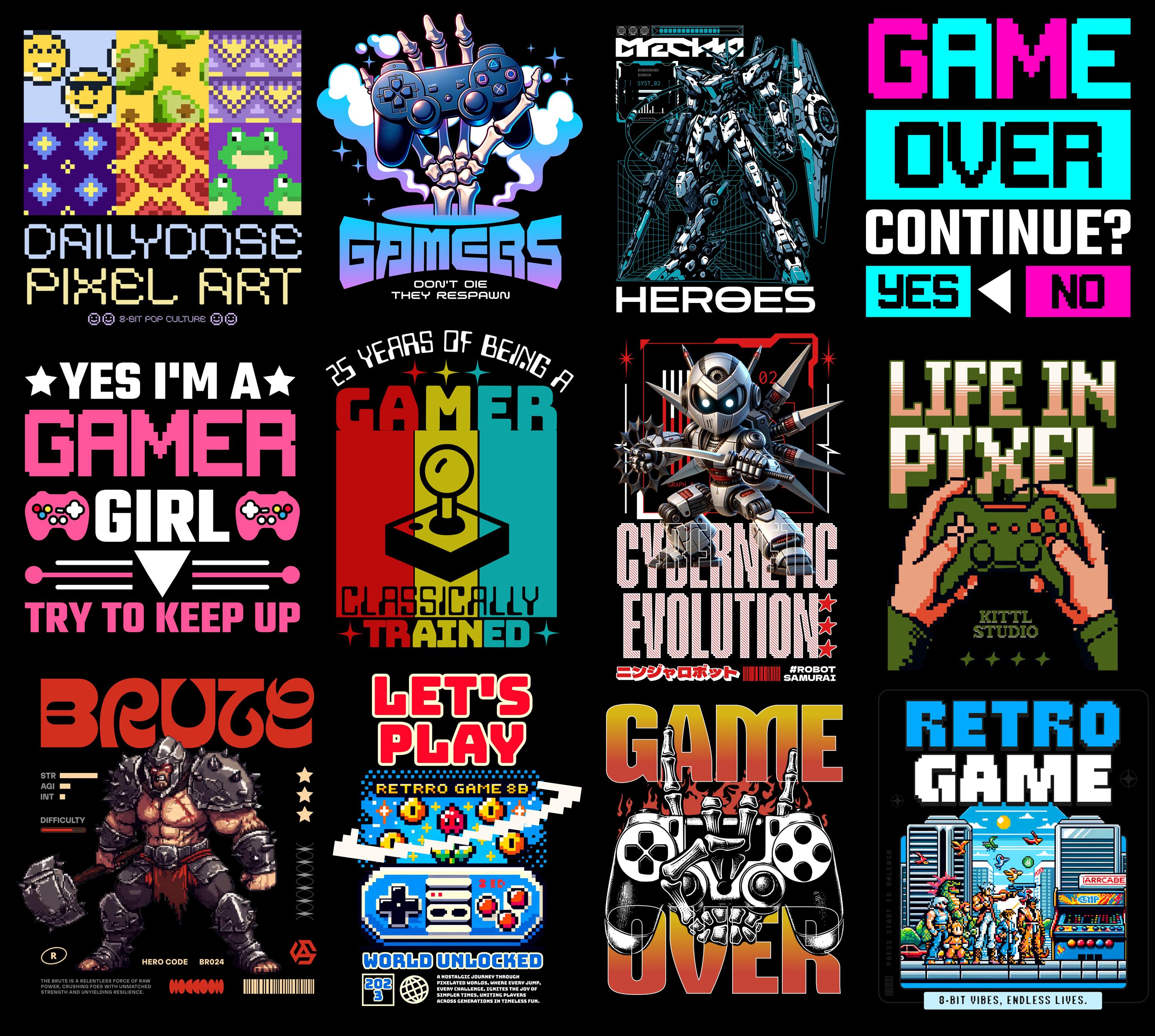 Gaming Clipart PNG Bundle, Gamer PNG, Game Controller Clipart PNG, T ...