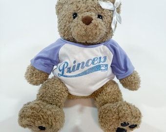Vintage Build-A-Bear Tan Teddy Plush w/ Sparkling Princess Shirt & Bow - 2002