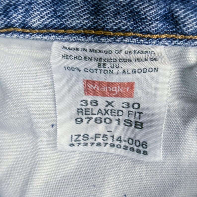 Vintage Late 90's Wrangler Jeans - 36x30 - Relaxed Fit 97601SB Light - Stonewash image 6