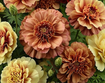 Strawberry Blonde French Marigold Seeds | 100 Heirloom Non-GMO Pollinator Flower Garden Seeds