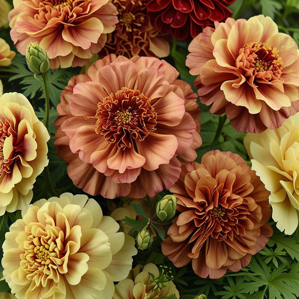 Strawberry Blonde French Marigold Seeds 100 Heirloom Non-GMO Pollinator Flower Garden Seeds