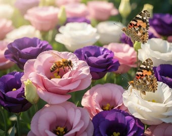 Lisianthus Seeds – Mixed Color Eustoma Flower Seeds | Thornless Rose Look, Non-GMO Perennial Garden Blooms