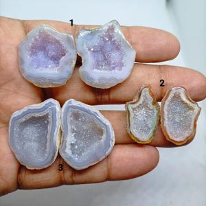 Druzy Agate Geode Pair : For Jewelry Making Gemstone