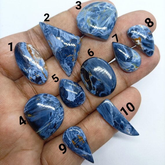 Blue Pietersite Cabochon: Natural Flat Back Loose Pietersite Gemstones for Jewelry Making