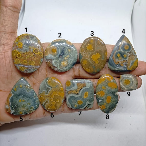 Natural Ocean Jasper Cabochon - Flat Back Gemstone