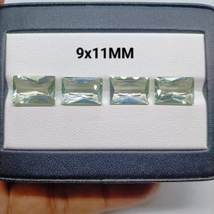 Green Amethyst Faceted - Rectangle Shape 9x11MM - AAA+++Gemstone