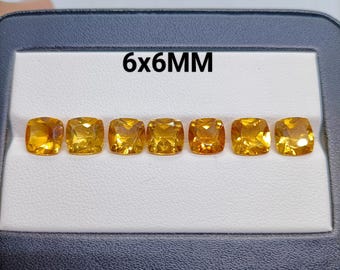 シトリン ファセットカット - クッションカット 6 x 6 mm - AAA+++ 宝石