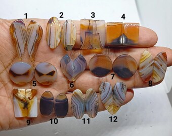 Montana Agate Pair Gemstone : Flat Cabochon for Jewellery Making
