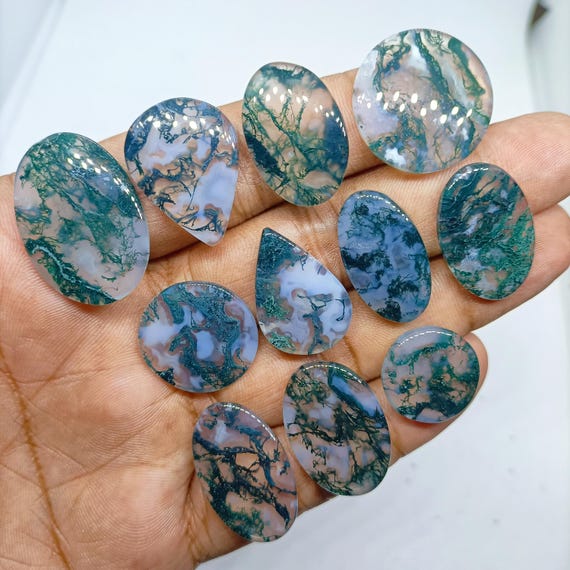 Natural Moss Agate Cabochon Loose Gemstone