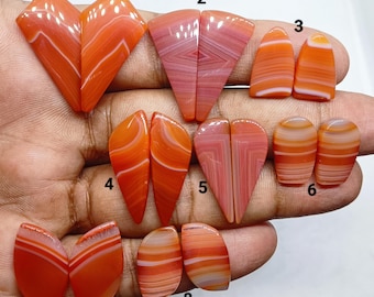Banded Agate Pair Cabochon Loose Gemstone For Making Jewelry