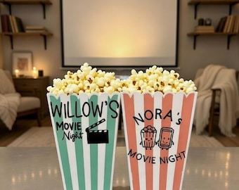 Personalised Popcorn Tub – Custom Name Movie Night Party Favour Set