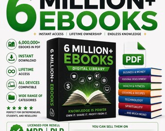 Paquete de más de 6.000.000 de libros electrónicos / Biblioteca de contenido para reventa y cambio de marca, libros electrónicos revendibles / PLR MRR, descarga digital