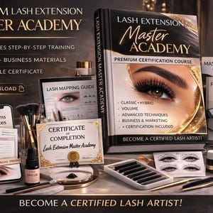 Lash Extension Training Manual PDF, Classic Hybrid Volume Course Guide, Professional Lash Artist Ebook, 42 Page Beauty Business