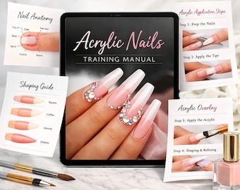Acrylic Nails Training Manual Canva Template, Nail Technician Course Book, Nail Tech Guide, Editable Nail Training Workbook, Nail Artist ,