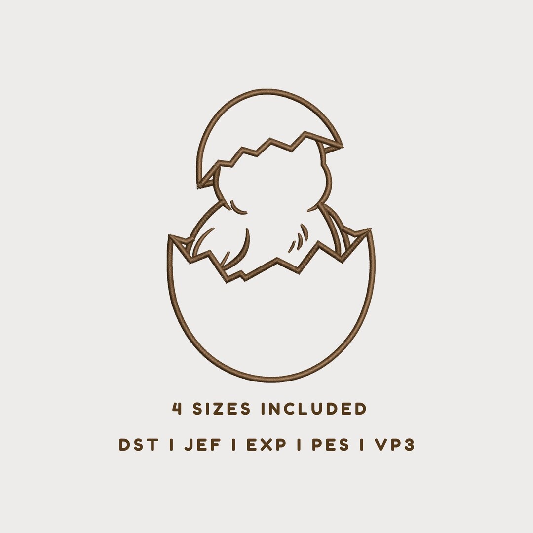 Easter Chick Hatching Embroidery Design | Baby Chick Outline (digital ...