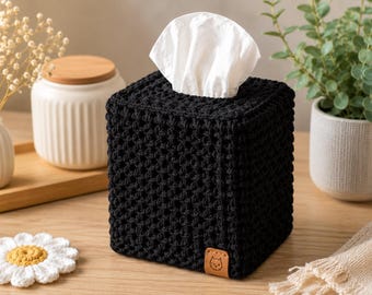 Crochet Tissue Box Cover Pattern PDF, Beginner Square Tissue Holder Tutorial, Modern Home Decor Crochet Pattern
