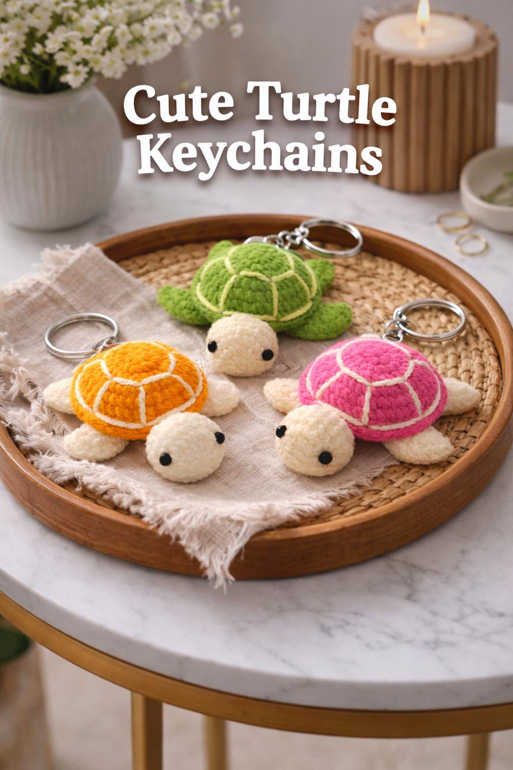 Crochet Turtle Keychain Pattern, Amigurumi Bag Charm Tutorial (digital ...