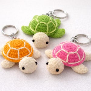 Gehäkelte Schildkröte Schlüsselanhänger Muster, Amigurumi Taschenanhänger Anleitung (Digitaler Download)