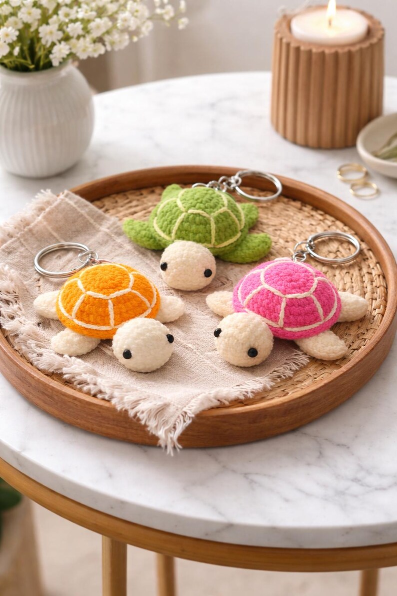 Crochet Turtle Keychain Pattern, Amigurumi Bag Charm Tutorial (digital ...