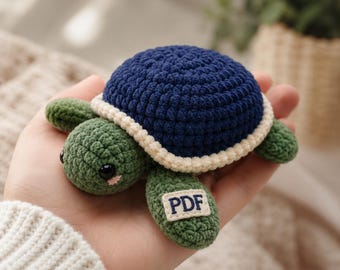 Patrón de tortuga de ganchillo en PDF / Tutorial de tortuga marina amigurumi realista / Juguete de peluche DIY / Patrón de animal de ganchillo de descarga instantánea