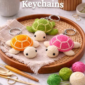 Patrón de llavero de tortuga de ganchillo, tutorial para colgante de bolso amigurumi (descarga digital)