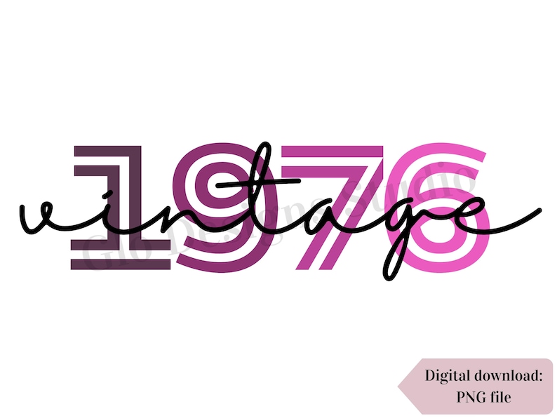 1976 Retro Vintage Birth Year PNG SVG (digital Download) - Etsy