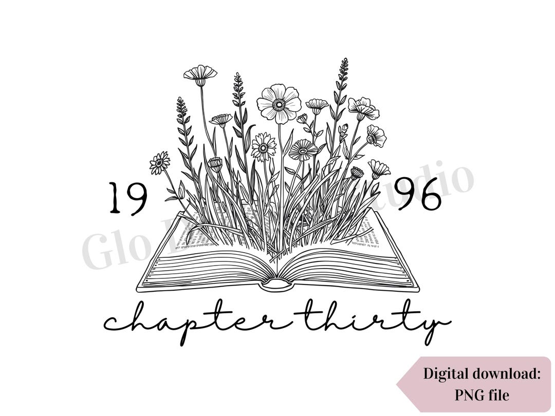 Chapter 30 Lettering Chapter 30 Birthday PNG, 30th Book Lover Birthday Gift Design - Etsy