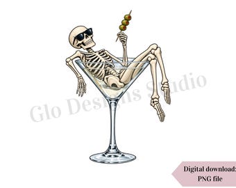 Skeleton Martini PNG, Straszny koktajl na Halloween do pobrania w wersji cyfrowej (plik PNG)
