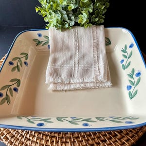 Rare Vintage Hartstone Pottery Blueberry Square Vegetable Bowl | 12” Deep Baker Platter | Handcrafted USA Stoneware | Cottagecore Farmhouse