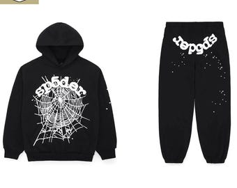 スパイダーOGウェブ ブラックトラックスーツ - ユニセックス フーディスウェットパンツ