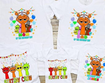 Gamer Birthday Crew Family Shirts, Custom Sprunki Party Tees