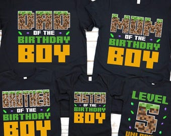MineC Themed Bday Shirt, 4th 5th 6th MineC Gamer Birthday Tee, Kids Gaming Shirt, Level Up Bday Boy Shirt, MineC Party Shirt, Game Lover Tee