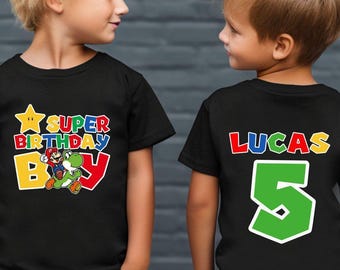 Super Mario Birthday Boy Shirt, Custom Age Game Tee