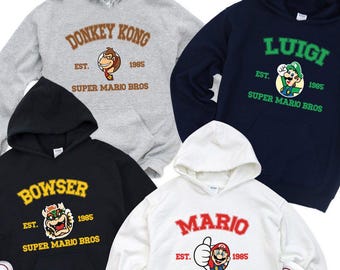 Super Mario Bros Character Crewneck Sweatshirt, Vintage Gamer Apparel
